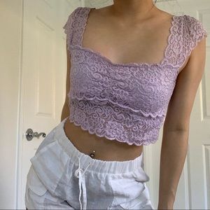 LAVENDER LACE CROP TOP